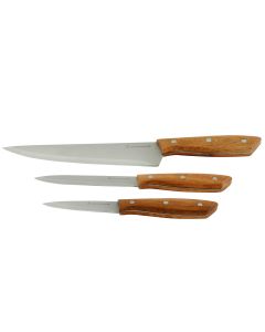 Gibson Home Seward 3 Piece Stainless Steel Cutlery Set with Wood Handles