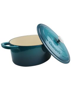 Crock Pot Artisan 7 Quart Enameled Cast Iron Oval Dutch Oven in Teal Ombre