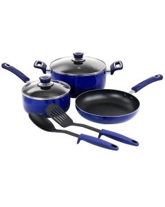Oster 7 Piece Non Stick Aluminum Cookware Set in Blue