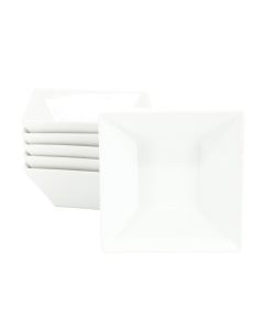 Our Table Simply White 6 Piece 26 Ounce Fine Ceramic Square Soup Bowl Set in White