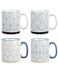 Mr. Coffee Parkmill 17oz 4 Piece Stoneware Coffee Mug Set in Assorted Designs
