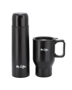 Mr. Coffee Javelin 2 Piece Thermal Bottle and Travel Mug Set in Black
