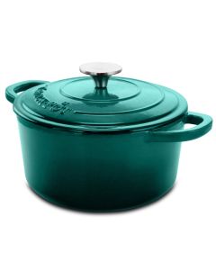 Crock-pot Artisan 3 Quart Enameled Cast Iron Casserole with Lid in Gradient Teal