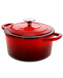 Crock-pot Artisan 3 Quart Enameled Cast Iron Casserole with Lid in Gradient Red