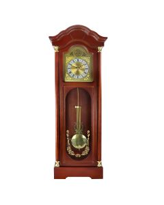 Bedford Clock Collection 33 Inch Chiming Pendulum Wall Clock in Antique Cherry Oak Finish
