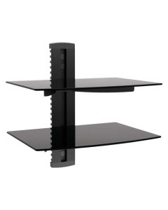 MegaMounts Tempered Glass Double Shelf Single Stud Wall Mount