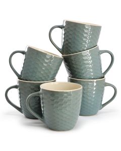 Elama Honeycomb 6 Piece 15 oz. Mug Set in Turquoise