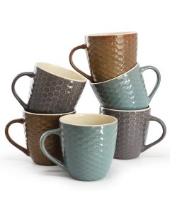 Elama Honeysuckle 6-Piece 15 oz. Mug Set, Assorted Colors