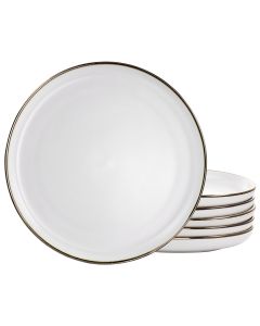 Elama Arthur 6 Piece Stoneware Dinner Plate Set in Matte White with Gold Rim