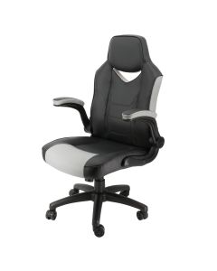 Elama High Back Adjustable Faux Leather Office Chair in Black and Gray
