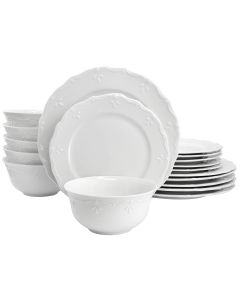Elama Henryi 18 Piece Porcelain Dinnerware Set in White