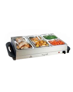 MegaChef Buffet Server & Food Warmer With 4 Removable Sectional Trays , Heated Warming Tray and Removable Tray Frame