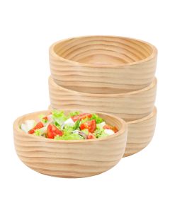 MegaChef 4 Piece 7 Inch Light Acacia Wood Serving Bowl