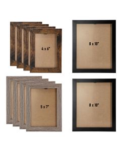 MegaChef 10 Piece Assorted Wood Picture Frame Set in Black and Brown
