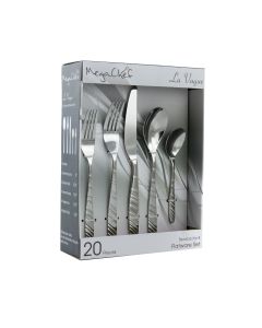 MegaChef La Vague 20 Piece Flatware Utensil Set, Stainless Steel Silverware Metal Service for 4 in Silver