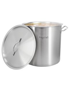 MegaChef Professional Kitchen 52.8 Quart Round Stainless Steel Stock Pot with Lid