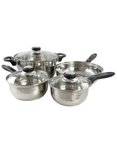 Gibson Home Lybra 7 Piece Two Tone Polished Stainless Steel Cookware Set