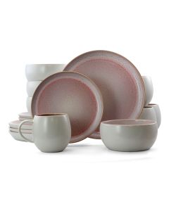 Elama Mocha Muave 16 Piece Luxurious Stoneware Dinnerware with Complete Setting for 4