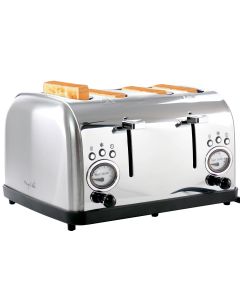 MegaChef 4 Slice Wide Slot Toaster with Variable Browning in Silver