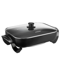 Brentwood 16 Inch Nonstick Electric Skillet with Glass Lid in Black