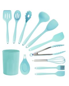 MegaChef Light Teal Silicone Cooking Utensils, Set of 12