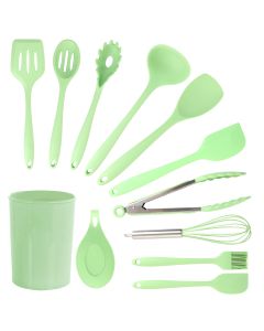 MegaChef Mint Green Silicone Cooking Utensils, Set of 12