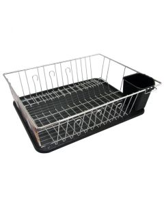 Better Chef 22 Inch Chrome Dish Rack with Black Draining Tray